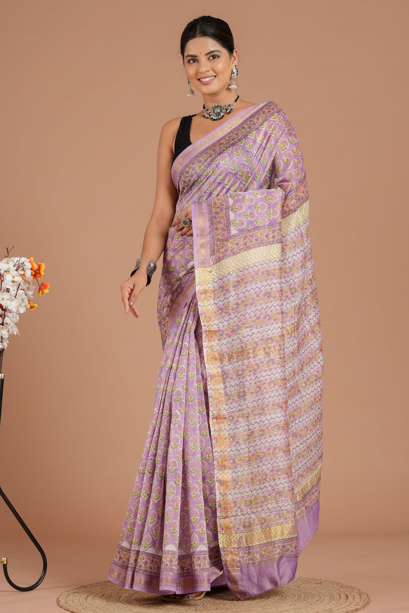 Maheshwari Silk Bagru Print Saree ( MS8433 )