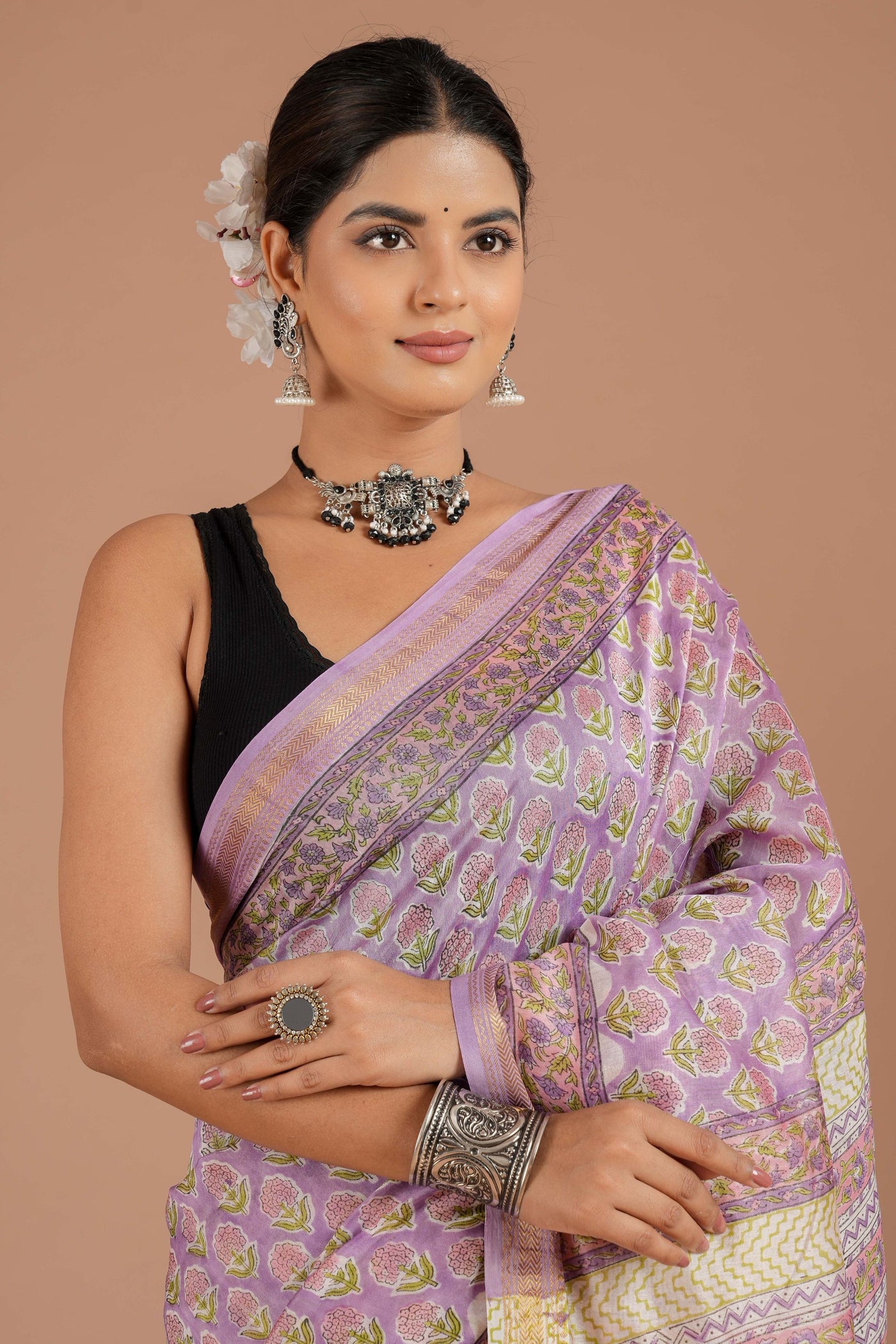 Maheshwari Silk Bagru Print Saree ( MS8433 )