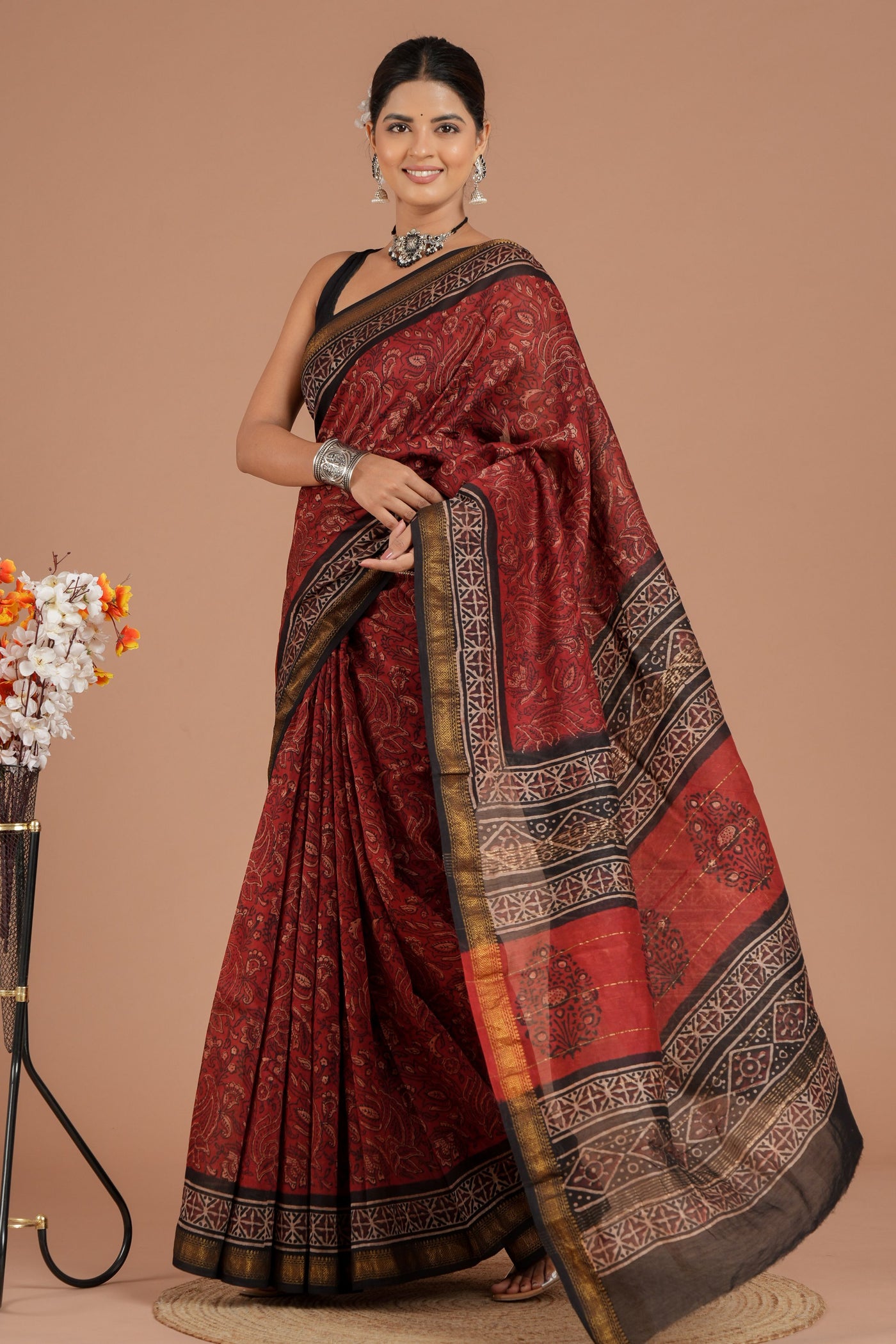 Maheshwari Silk Bagru Print Saree ( MS8434 )