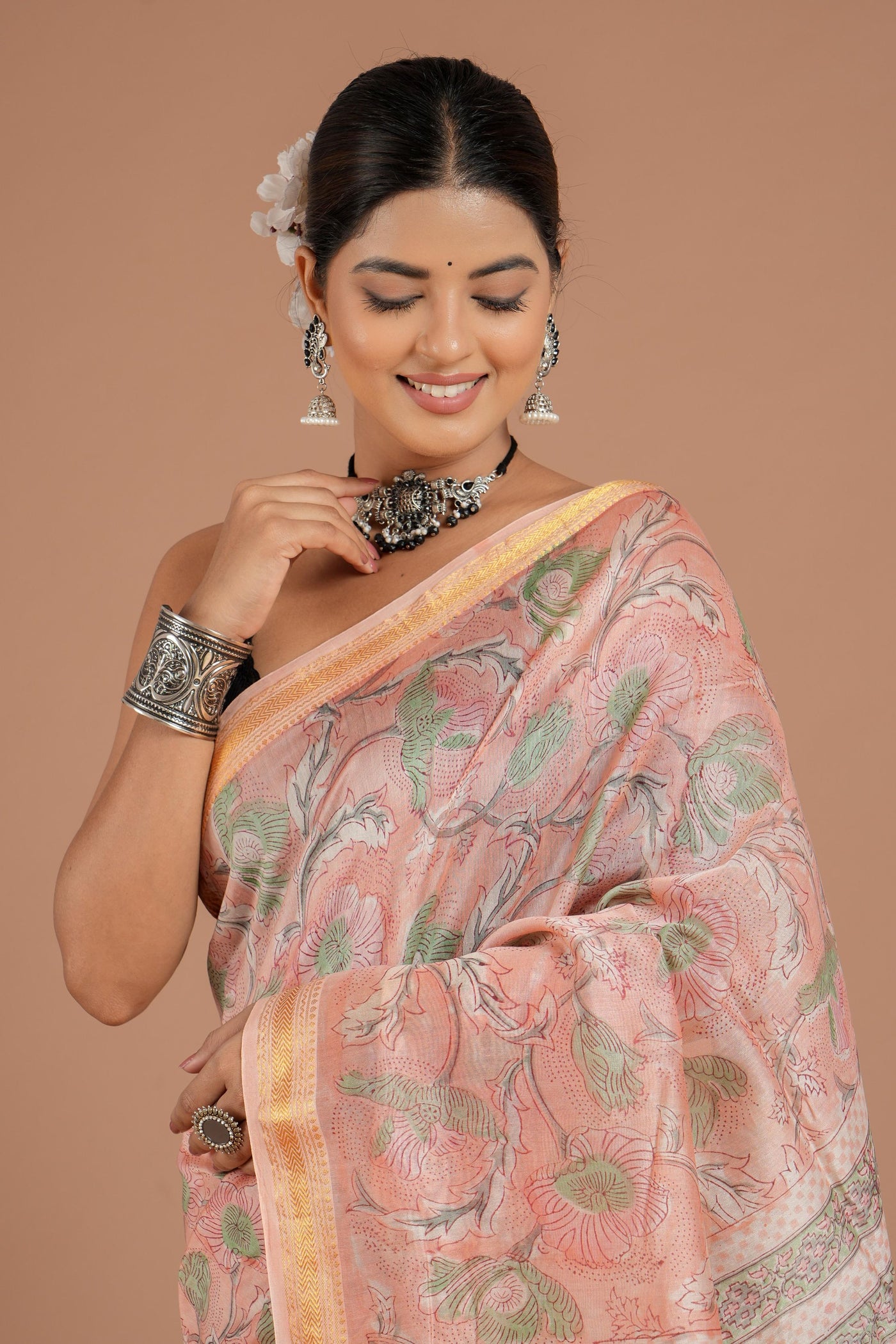 Maheshwari Silk Bagru Print Saree ( MS8436 )