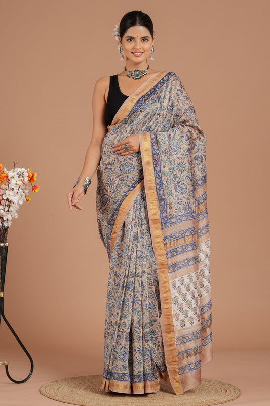 Maheshwari Silk Bagru Print Saree ( MS8437 )