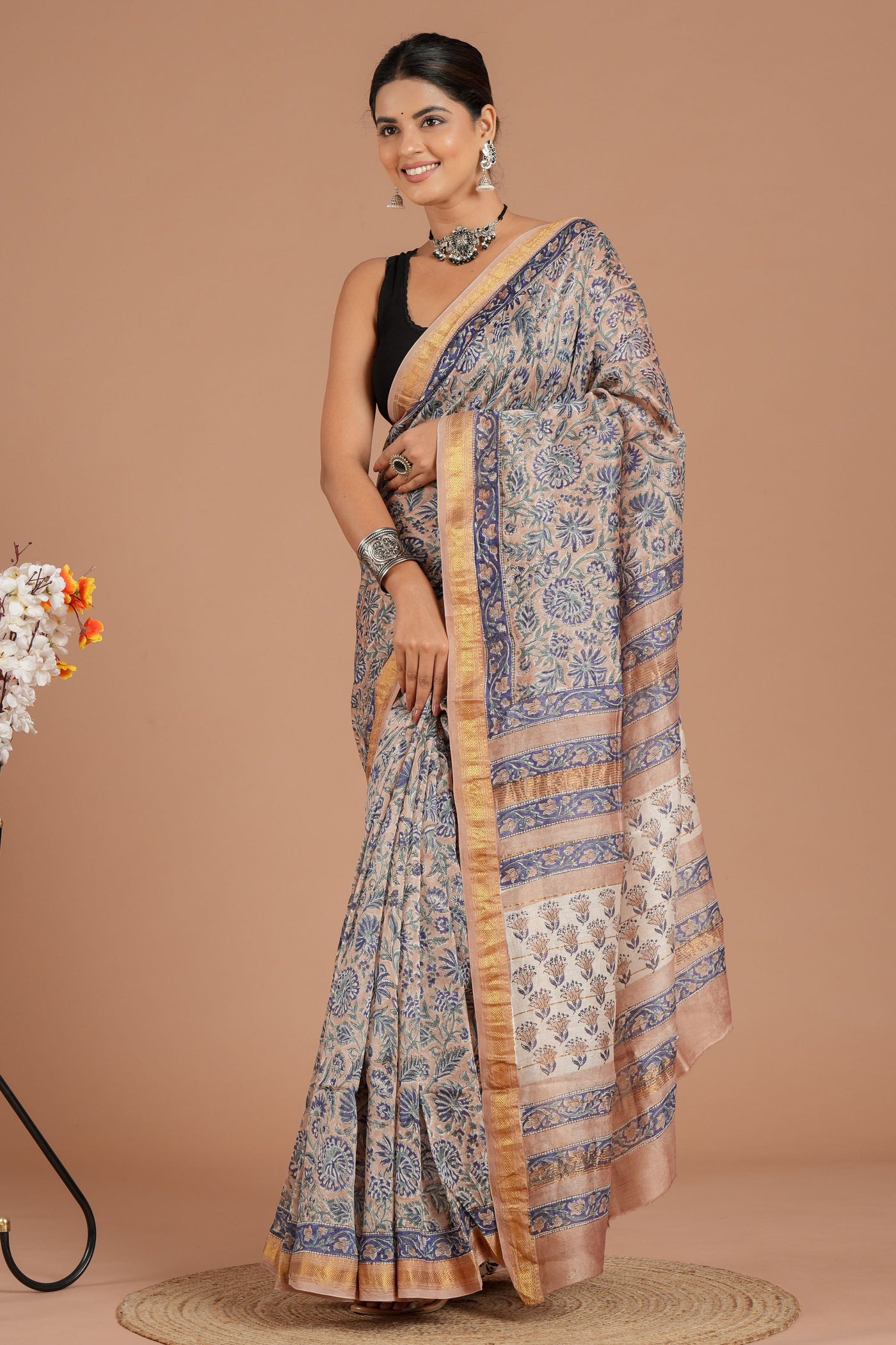 Maheshwari Silk Bagru Print Saree ( MS8437 )