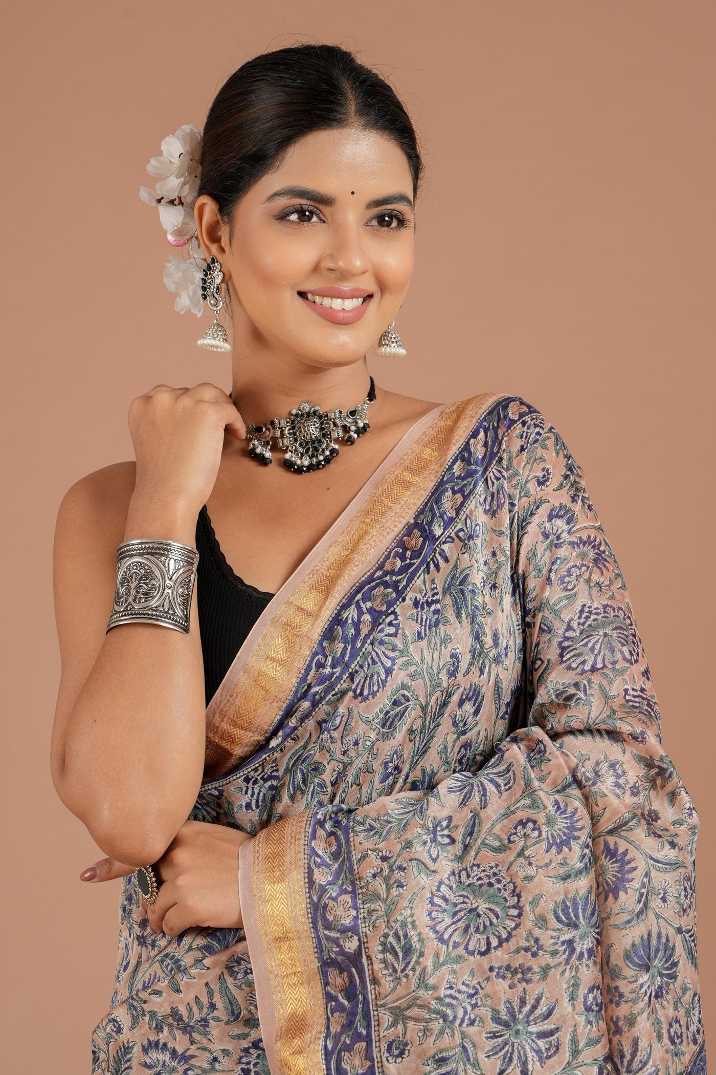 Maheshwari Silk Bagru Print Saree ( MS8437 )