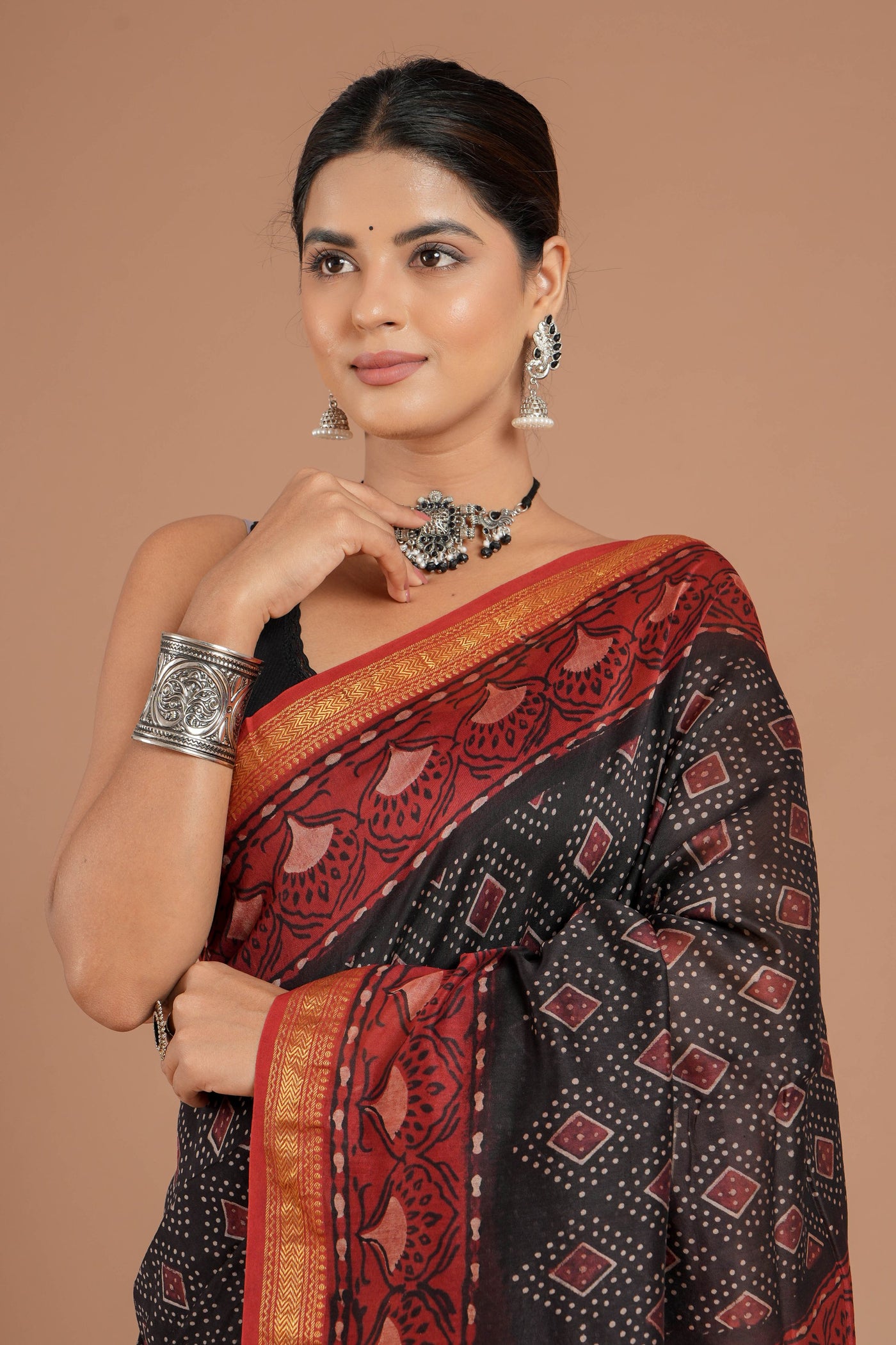 Maheshwari Silk Bagru Print Saree ( MS8439 )