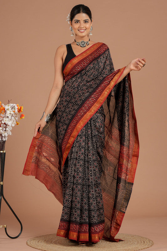 Maheshwari Silk Bagru Print Saree ( MS8440 )