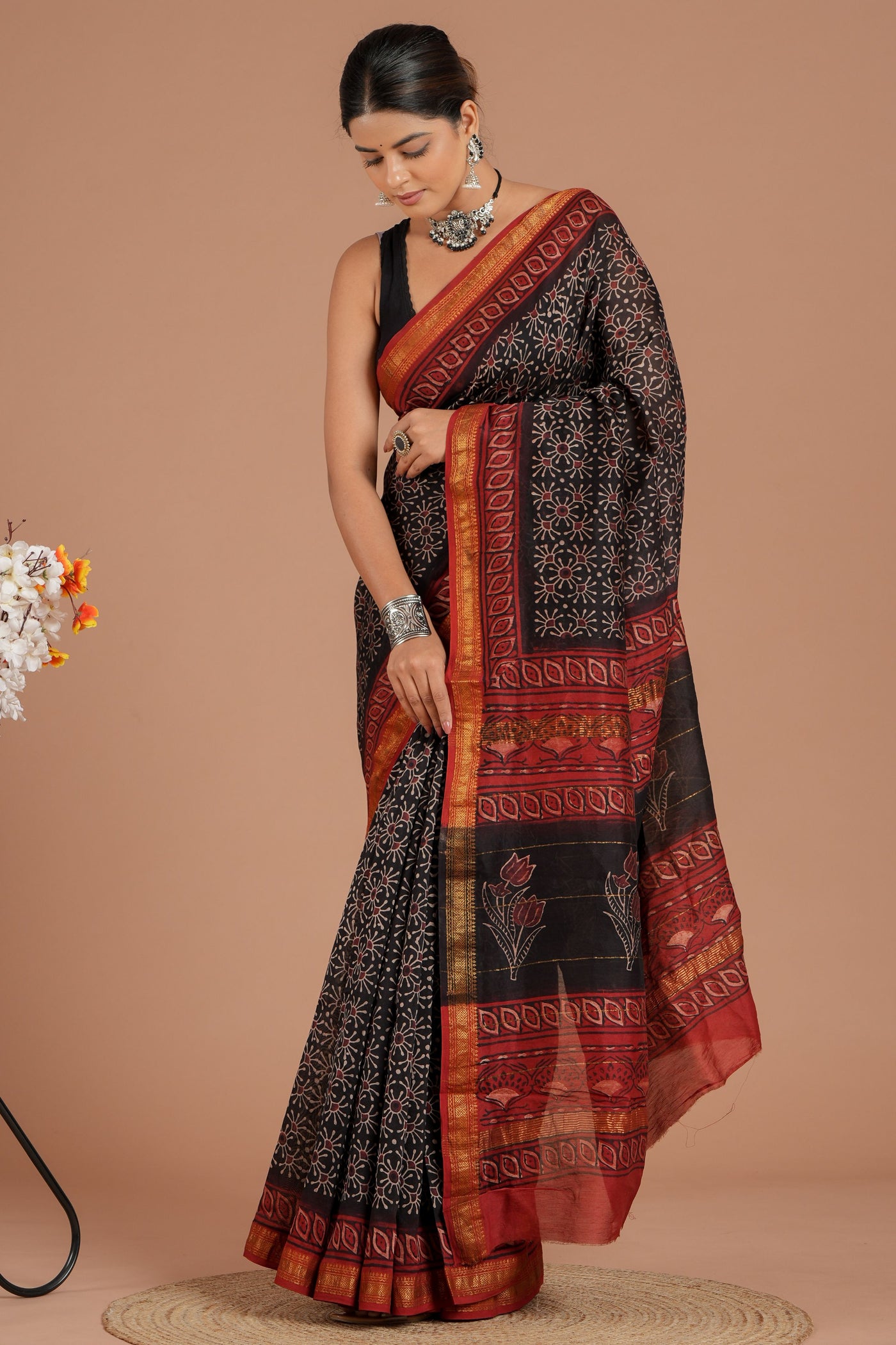 Maheshwari Silk Bagru Print Saree ( MS8440 )