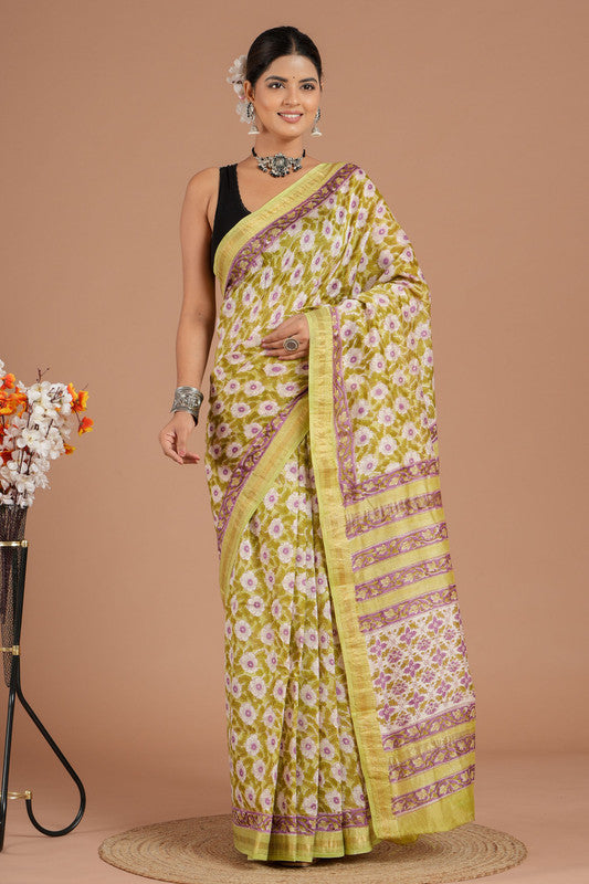 Maheshwari Silk Bagru Print Saree ( MS8441 )
