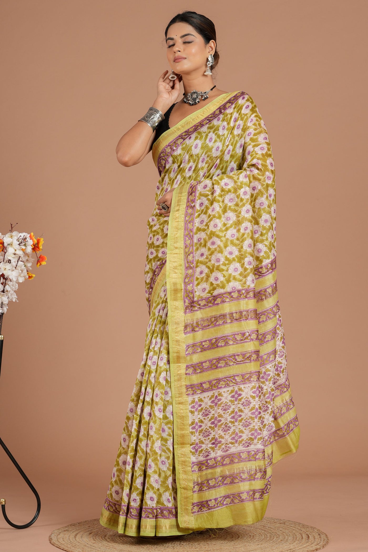 Maheshwari Silk Bagru Print Saree ( MS8441 )