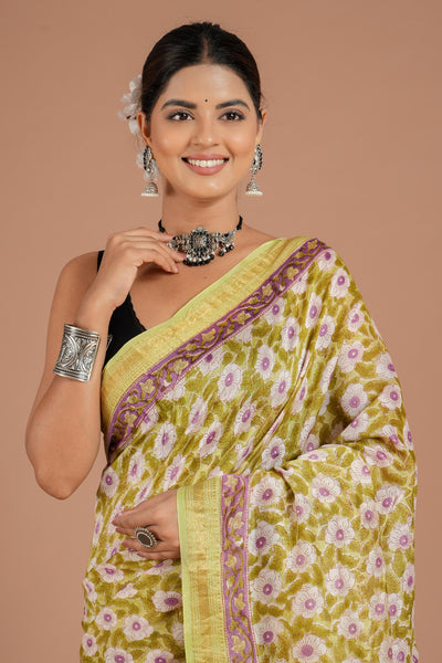 Maheshwari Silk Bagru Print Saree ( MS8441 )