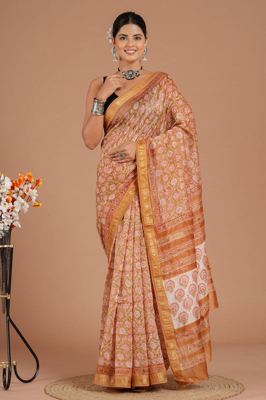 Maheshwari Silk Bagru Print Saree ( MS8442 )