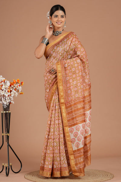 Maheshwari Silk Bagru Print Saree ( MS8442 )