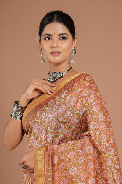 Maheshwari Silk Bagru Print Saree ( MS8442 )