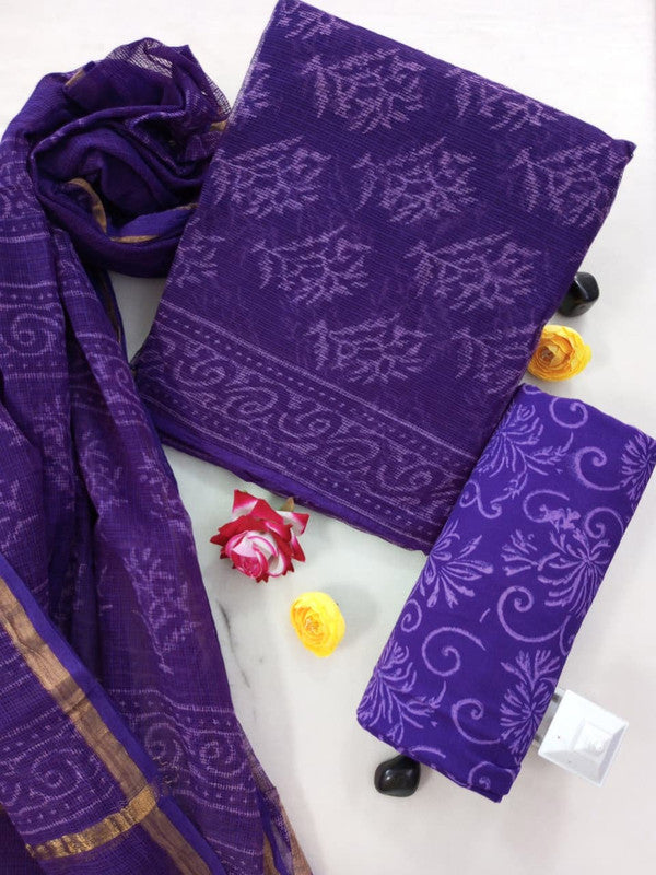 Traditional Block Print Kota Doria Suit Set ( KD0821 )