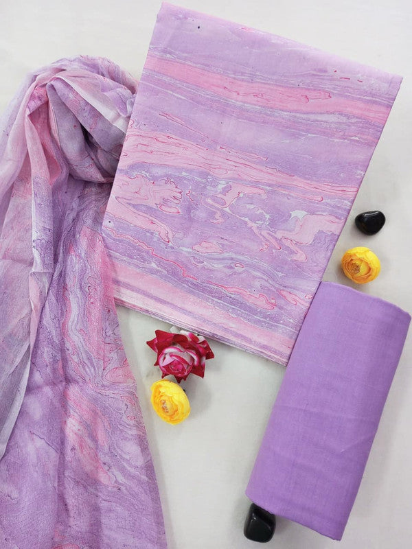 Cotton Suit Set with Chiffon Dupatta ( CH1373 )