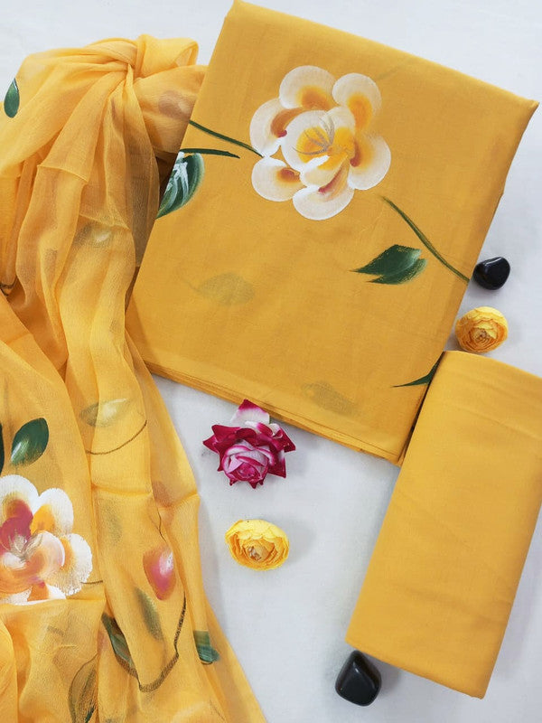 Cotton Suit Set with Chiffon Dupatta ( CH1375 )