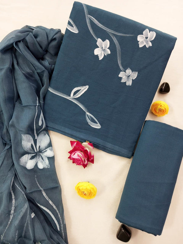 Cotton Suit Set with Chiffon Dupatta ( CH1377 )