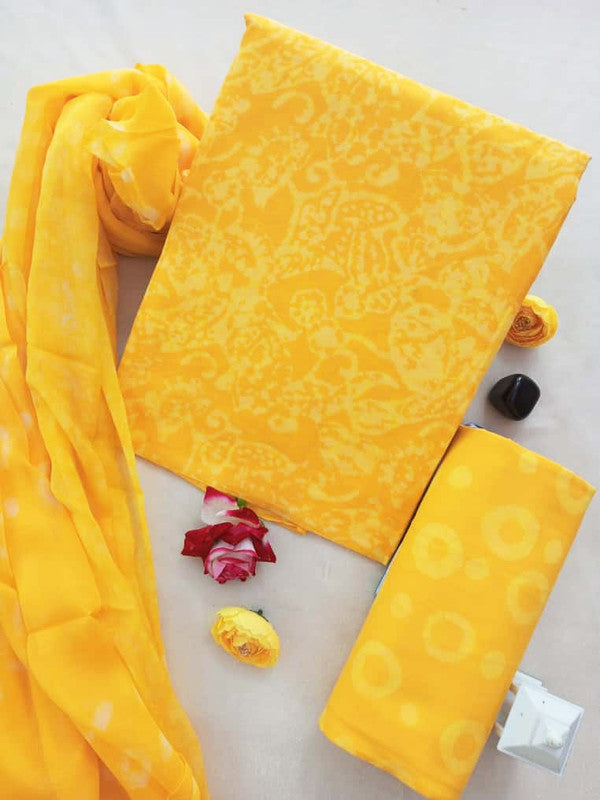 Cotton Suit Set with Chiffon Dupatta ( CH1389 )
