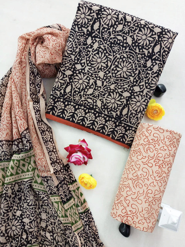 Cotton Suit Set with Chiffon Dupatta ( CH1331 )