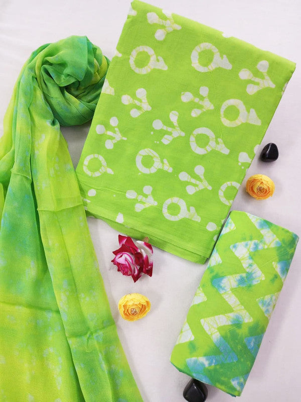 Cotton Suit Set with Chiffon Dupatta ( CH1378 )