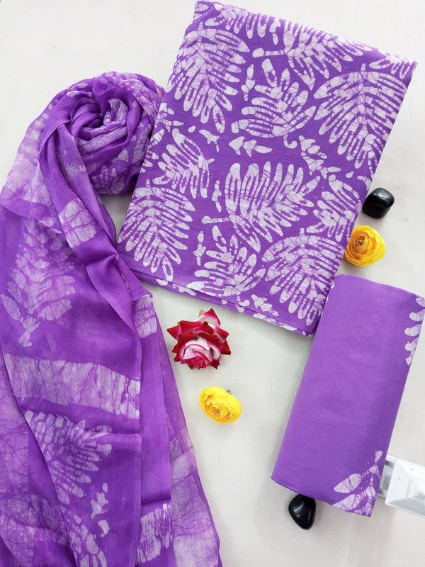 Cotton Suit Set with Chiffon Dupatta ( CH1333 )