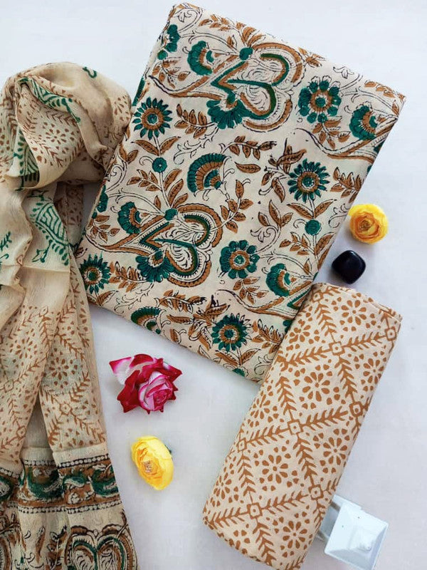 Cotton Suit Set with Chiffon Dupatta ( CH1395 )