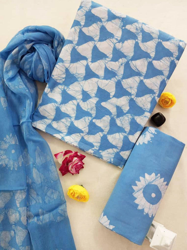 Cotton Suit Set with Chiffon Dupatta ( CH1397 )