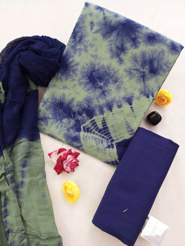 Cotton Suit Set with Chiffon Dupatta ( CH1398 )