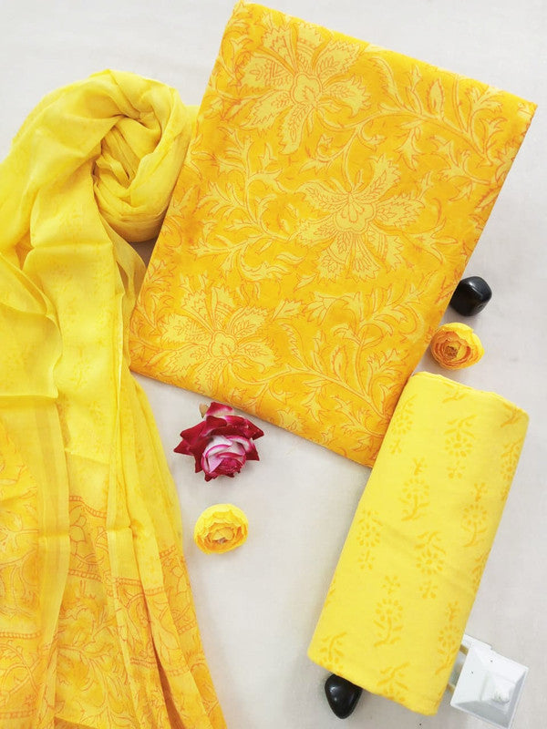 Cotton Suit Set with Chiffon Dupatta ( CH1340 )