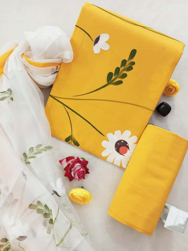 Cotton Suit Set with Chiffon Dupatta ( CH1400 )