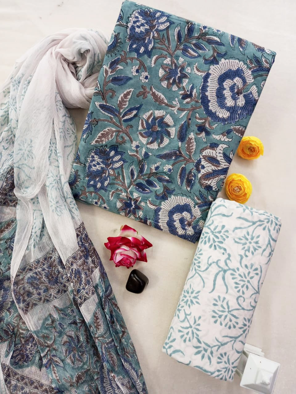 Cotton Suit Set with Chiffon Dupatta ( CH1318 )