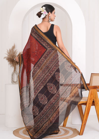 Maheshwari Silk Bagru Print Saree ( MS4018 )