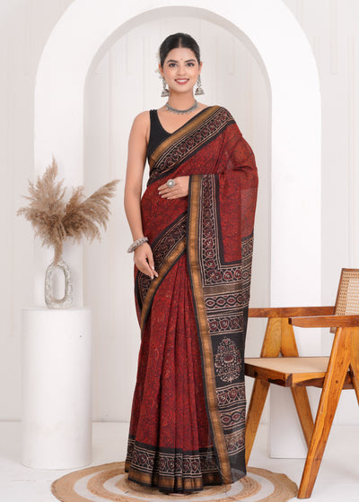 Maheshwari Silk Bagru Print Saree ( MS4018 )
