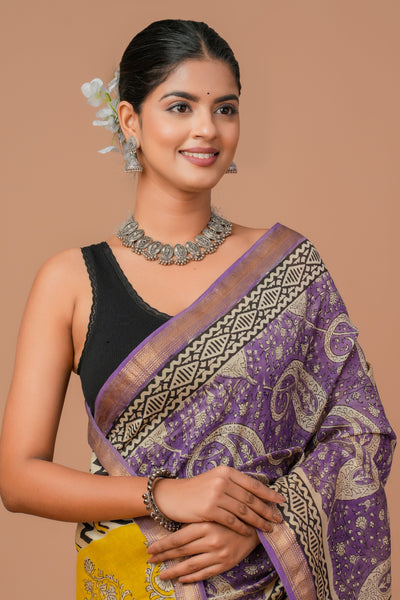 Maheshwari Silk Bagru Print Saree ( MS121603)
