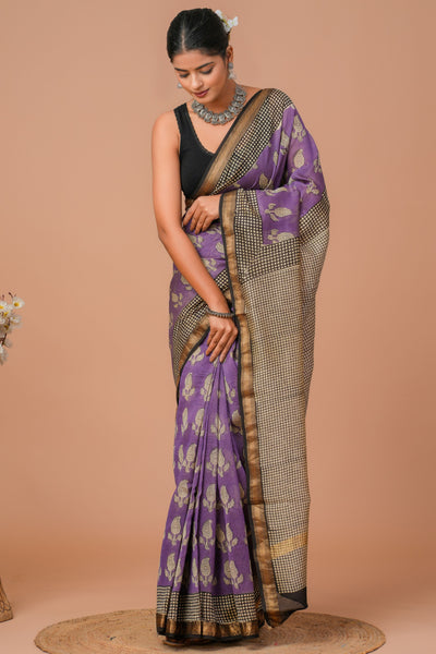 Maheshwari Silk Bagru Print Saree ( MS121602)