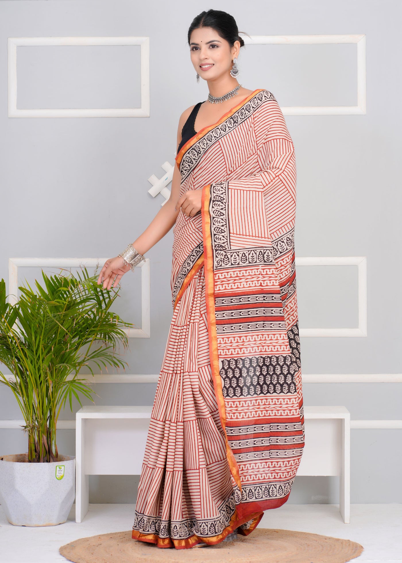 Premium Cotton Saree with Zari Border ( CS0207 )