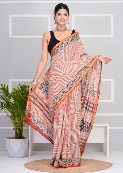 Premium Cotton Saree with Zari Border ( CS0207 )