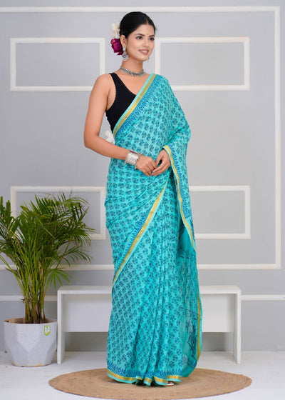 Premium Cotton Saree with Zari Border ( CS0211 )