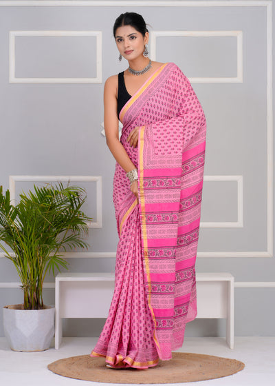 Premium Cotton Saree with Zari Border ( CS0215 )