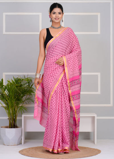 Premium Cotton Saree with Zari Border ( CS0215 )