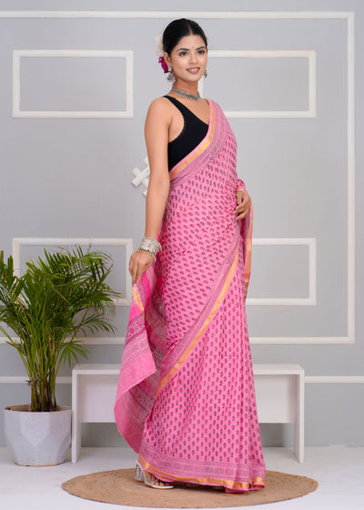 Premium Cotton Saree with Zari Border ( CS0215 )