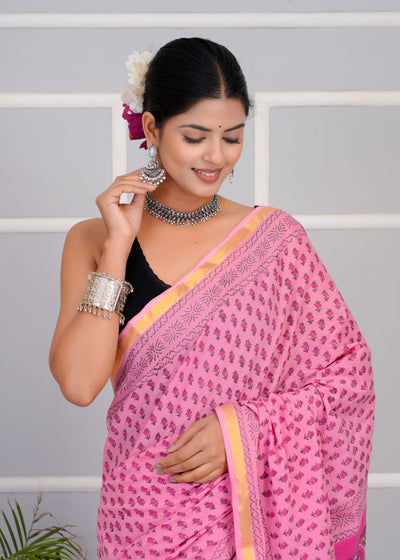 Premium Cotton Saree with Zari Border ( CS0215 )