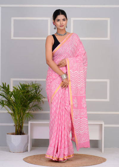 Premium Cotton Saree with Zari Border ( CS0209 )