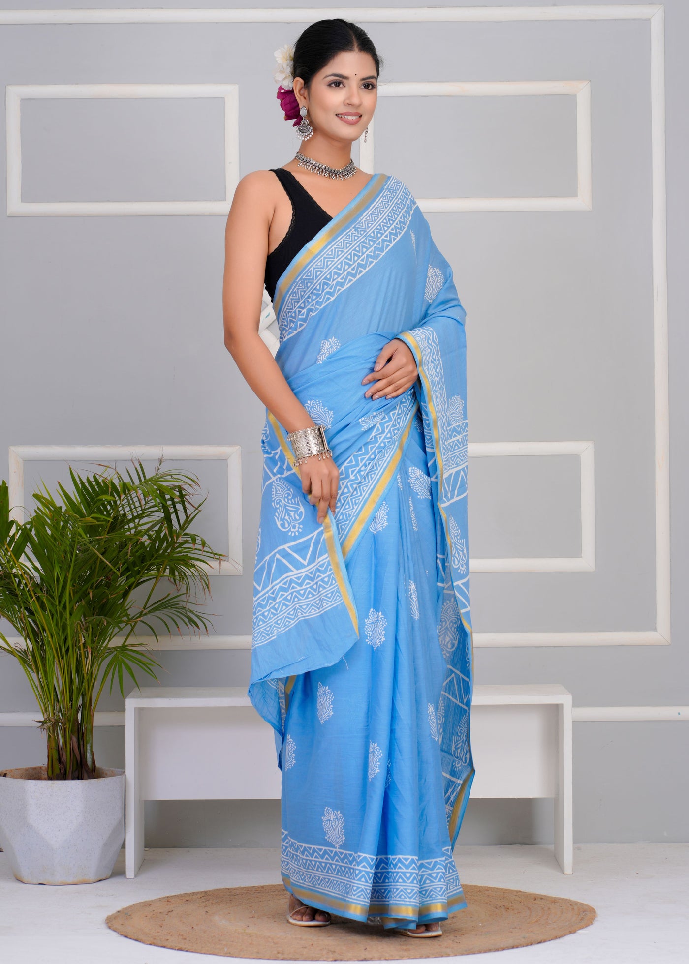 Premium Cotton Saree with Zari Border ( CS0210 )