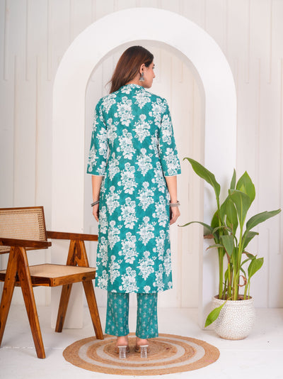 BEAUTIFUL TEAL GREEN ETHNIC STITCHED COTTON SUIT WITH COTTON DUPATTA ( CT1052 )