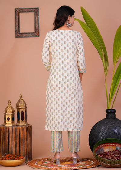 ELEGANT WHITE BOOTI STITCHED COTTON SUIT WITH COTTON DUPATTA ( CT1011 )