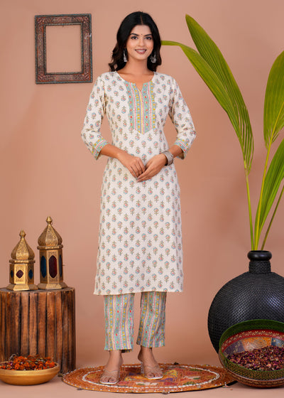 ELEGANT WHITE BOOTI STITCHED COTTON SUIT WITH COTTON DUPATTA ( CT1011 )