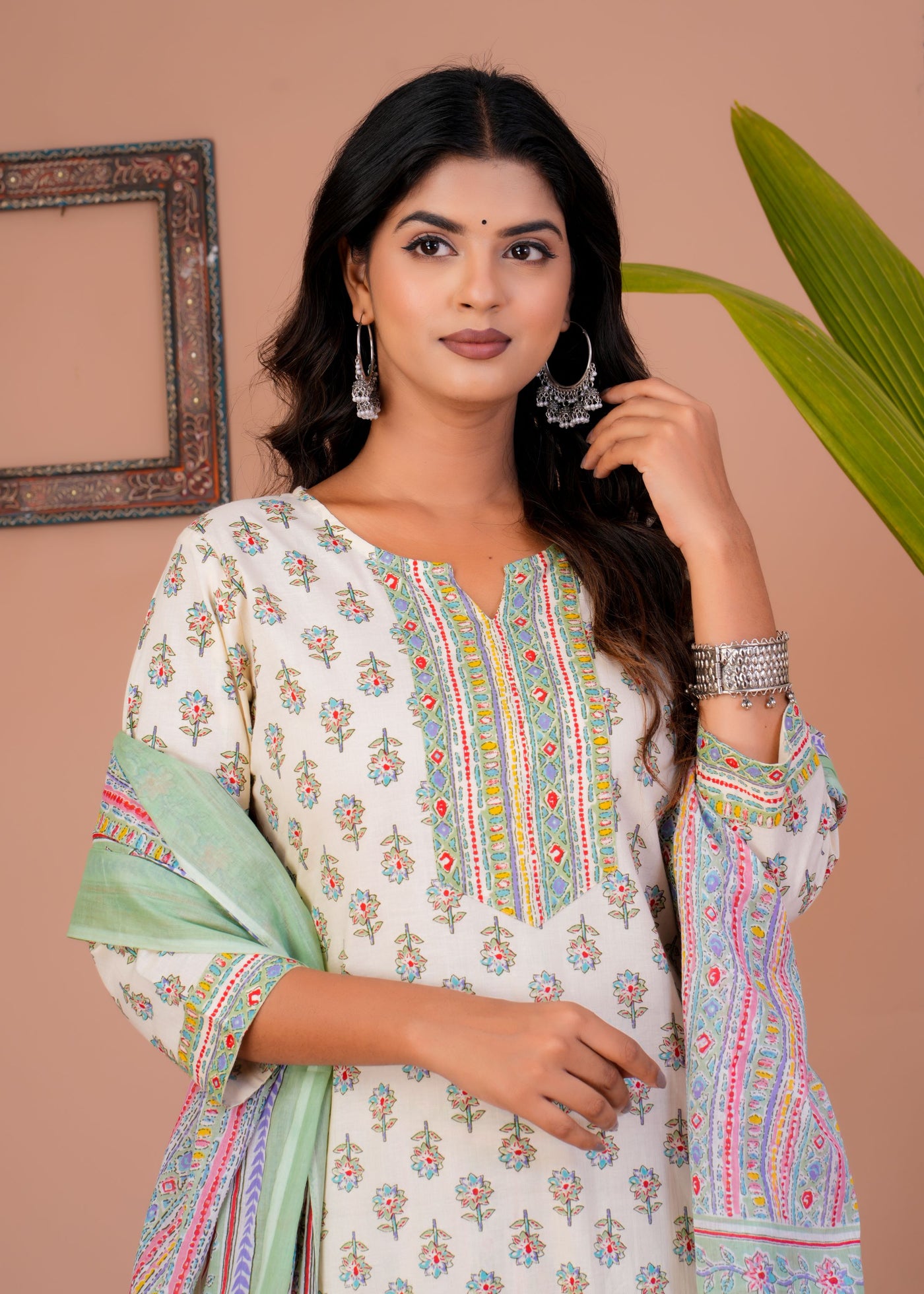 ELEGANT WHITE BOOTI STITCHED COTTON SUIT WITH COTTON DUPATTA ( CT1011 )