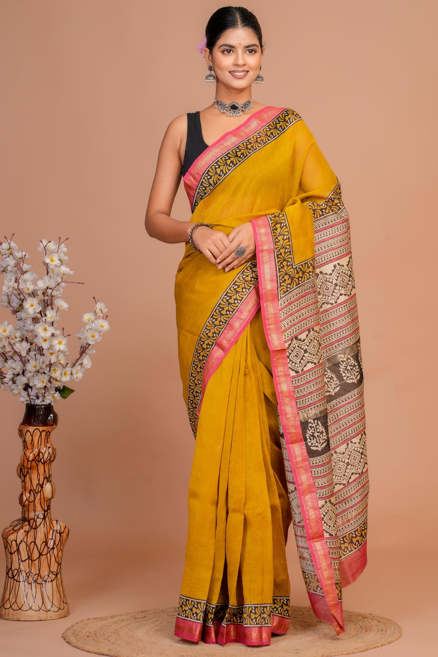 Maheshwari Silk Bagru Print Saree ( MS1111015)