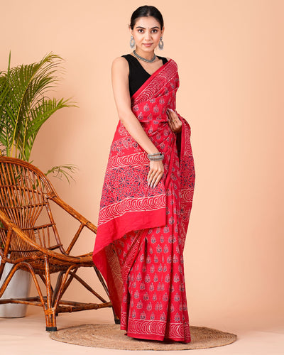 Premium Cotton Saree with Blouse Piece ( CS0212 )