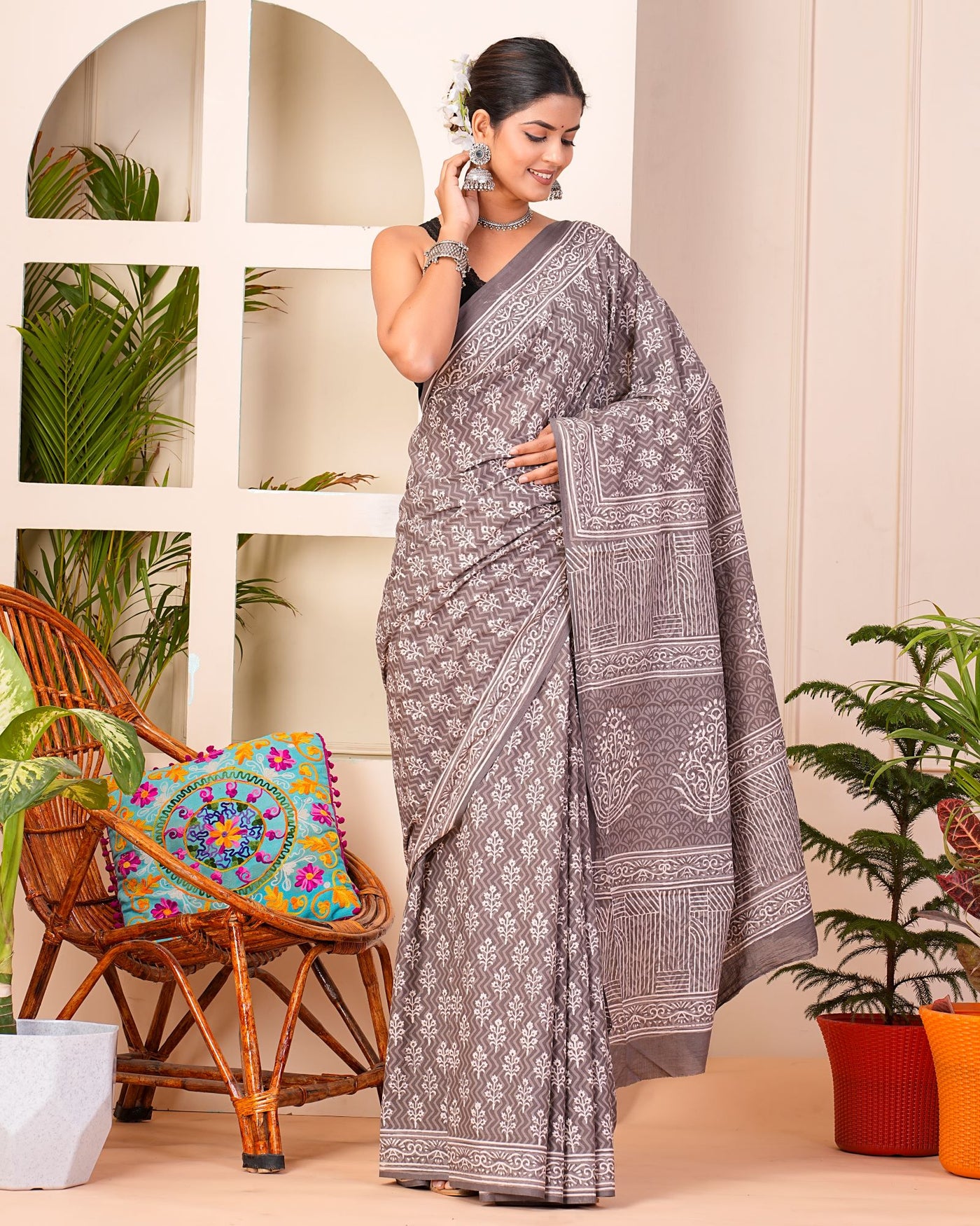 Premium Cotton Saree with Blouse Piece ( CS0402 )